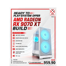READY TO PLAY SYSTEM - RX 9070XT16GB BUILD , AMD RYZEN 7 9800X3D , B850 EAGLE WIFI ICE , 32GB DDR5 RAM, 1TB NVMe SSD, LM240 Liquid Cooler WHITE, 850W Power Supply , COUGAR AIRFACE 180 CASE, RTP # 4855