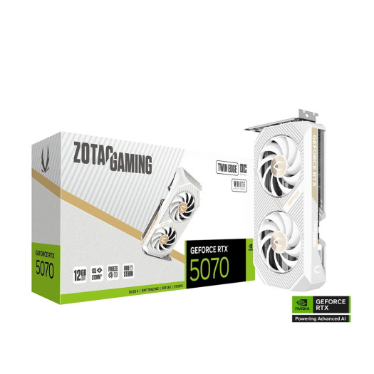 ZOTAC GAMING GeForce RTX 5070 Twin Edge OC Graphics Card, 12GB GDDR7 192-Bit Memory, 2542 MHz Engine Clock, 28 Gbps Memory Clock, 6144 CUDA Cores, PCI Express 5.0 x16, White | ZT-B50700Q-10P