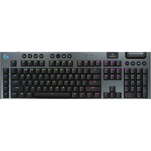 Logitech G915 X Low-Profile Wired Mechanical Gaming Keyboard, Double-Shot PBT Keycaps, Fully Programmable Keys, RGB Lighting, Aluminum Finish, GL Red Linear Switches - PC/Mac