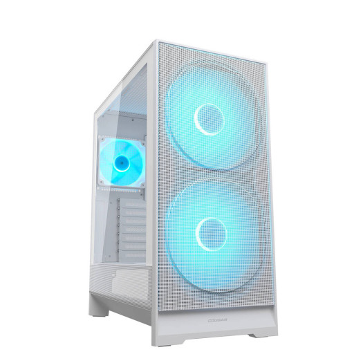 COUGAR Airface 180 Mid Tower Computer Case, 2x 180mm & 1x 120mm PWM aRGB Pre-Installed Fans, Up to 360mm & 8x Fan Support, Magnetic Filter Panel, White | 385VA40.0002