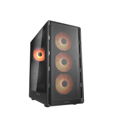Cougar Airface Pure Pro Mid Tower ATX Computer Case, Up to 320mm GPU Supported, Transparent Side Panel, 4X 120mm Fixed RGB Fans Pre-Installed Black