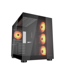 Cougar FV150 RGB ATX Mid Tower Case, 4x Pre-Installed ARGB Fans, Up to 360mm Radiator Support, 7+3 Expansion Slots, Vertical GPU Support, USB Type-C Gen 2, x2 USB-A 3.0, Black | 385KA10.0001