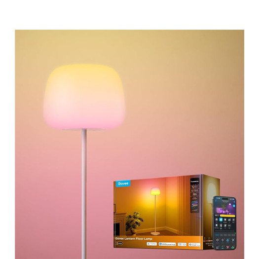 Govee Lantern Floor Lamp, Halo Gradient RGBIC Smart Corner Lamp for Bedroom | Luminblend+, 1000K-10000K, Matter Compatible, 100+ Scene Modes, Music Sync, 1400lm, Modern Floor Lamps for Living Room, White  H1630