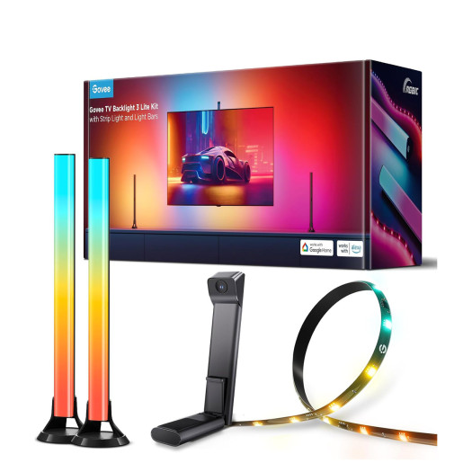 Govee TV Backlight 3 Lite Kit, 11.8ft RGBICW Wi-Fi TV LED Strip Lights for 55-65 inch TVs with Camera and 15 Inches Smart Light Bars with 4-in-1 Light Beads - Works with Alexa & Google Home H605A