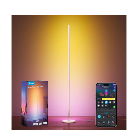 Govee RGBIC Floor Lamp Basic h6076193, 1000lm LED Corner Lamp | Works with Alexa, Smart Modern Floor Lamp with Music Sync and 16 Million DIY Colors, Color Changing Standing Lamp for Bedroom -Champagne