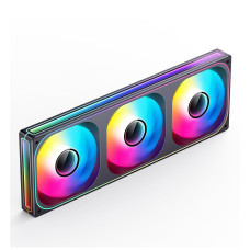 JONSBO ZB-360BR (Reversed) Intake PC Case Fan, Silent Computer Fan with Axis & 4-Sides Infinity Mirror, All-IN-One, Single Frame Unit with 3x120mm ARGB Fans, 4 Pin PWM,3Pin ARGB, Fan 1800RPM, Black