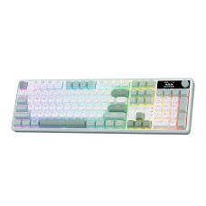Redragon K761 Wireless Gasket Gaming Keyboard w/Hype Screen & Knob, 104 Keys Mechanical Keyboard, Easy-Control 1.26’’ TFT Info Display, 5-Layer Noise Dampening, Custom Linear Switch, Jade Cloud Color K761WG-RGB-PRO