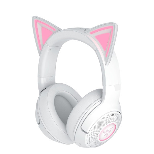 Razer Kraken Kitty V2 BT Wireless RGB Headset, White | Chroma RGB Kitty Ears & Earcups, Bluetooth 5.2, 40 mm Drivers, Noise-cancelling Mics, Lightweight, USB-C, 40 Hr Battery