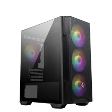 MSI MAG FORGE M100R Mid Tower Gaming Computer Case 'Black, 3x 120mm ARGB PWM Fans, 1x 120mm Fan, 1-6 ARGB Hub, Tempered Glass, MSI Center, mATX, mini-ITX'