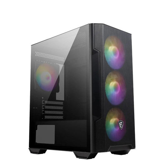 MSI MAG FORGE M100R Mid Tower Gaming Computer Case 'Black, 3x 120mm ARGB PWM Fans, 1x 120mm Fan, 1-6 ARGB Hub, Tempered Glass, MSI Center, mATX, mini-ITX'