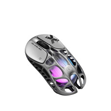 GravaStar Mercury X Wireless Gaming Mouse – 32,000 DPI PAW 3950 Sensor, 1000Hz Polling Rate, Only 49g, Magnesium Alloy Hollow Frame, RGB Lighting, 5 Programmable Buttons - Grey