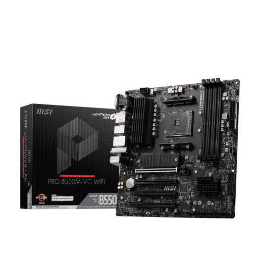 MSI PRO B550M-VC WiFi ProSeries Motherboard (AMD Ryzen 5000 Series, AM4, DDR4, PCIe 4.0, SATA 6Gb/s, M.2, USB 3.2 Gen 2, HDMI/DP, Wi-Fi 6E, Bluetooth 5.2, mATX)
