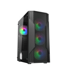 Cougar MX110 RGB Mid Tower Computer Case, 4x 120mm Pre-Installed Fans, Up to 240mm Radiator & 6x Fans Support, 1200 RPM Fan Speed, Black | 382BD20.0001
