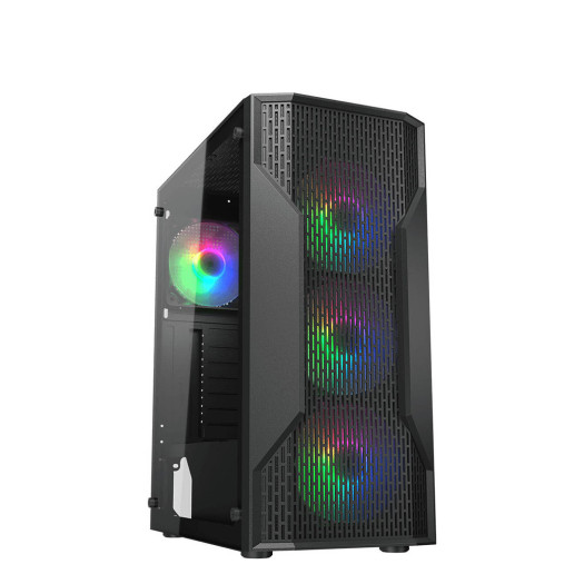 Cougar MX110 RGB Mid Tower Computer Case, 4x 120mm Pre-Installed Fans, Up to 240mm Radiator & 6x Fans Support, 1200 RPM Fan Speed, Black | 382BD20.0001
