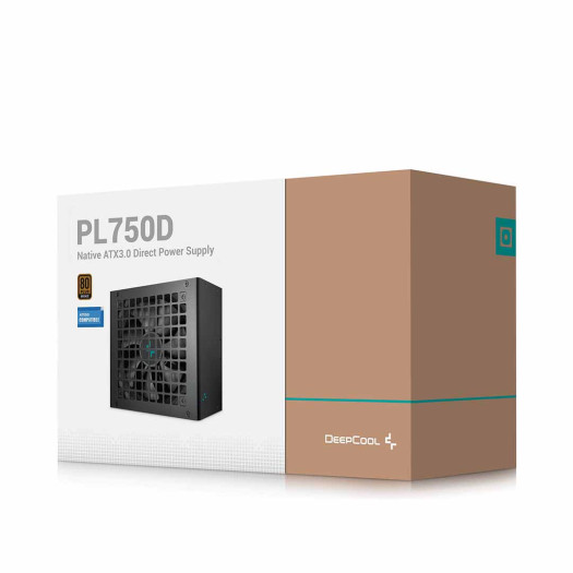 Deepcool PL750D 80 PLUS Bronze Non-Modular Power Supply, 750W Power, ATX12V V3.0, Hydro Bearing 120mm Fan, Chinese Electrolytic Capacitors, Active PFC + DC to DC, Black | R-PL750D-FC0B-UK