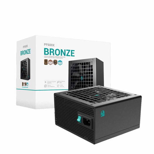 DeepCool PF600X Non-Modular Power Supply, 600W Power, ATX12V V2.52, 80 PLUS Bronze Efficiency, 120mm Longlife HYB Fan, Taiwanese + Japanese Electrolytic Capacitors, Black | R-PF600X-HD0B-JGUK
