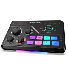 FIFINE SC8 Gaming Audio Mixer for Live Streaming with 7.1ch Surround sound | For PC,RGB,Headphone Preamp,Mute Button,Volume Control,Optical Input,48V Phantom Power,3 EQ Modes,Game Chat Volume Balacnce