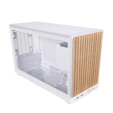 Lian Li A3-mATX PC Case - Glass Edition - Micro ATX Case - Supports 360mm AIO Cooler & 415mm GPU - Wood Front Panel & Side Tempered Glass Panel - No Fans Included - White (A3W-WDG)