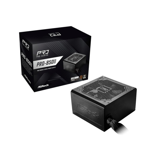 ASRock PRO-850B Power Supply - 850W 80 Plus Bronze Certified, ATX 3.1 Ready, PCIe 5.1 Compatible, 120mm Fan, Full Protection Circuit