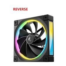DeepCool FL12R 120mm Reversed Case Fan, 2150 RPM Fan Speed, 55 CFM Fan Airflow, Fluid Dynamic Bearing, 4-Pin PWM Connector, Addressable RGB LED, Single Pack, Black | R-FL12R-BKAPN1-G