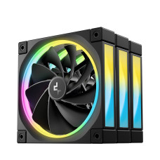 DeepCool FL12 120mm Case Reverse Fans, 2150 RPM Fan Speed, 55 CFM Fan Airflow, Fluid Dynamic Bearing Type, 4-Pin PWM Fan Connector, Addressable RGB LED, Pack of 3, Black - Reverse Fans | R-FL12R-BKAPN3-G