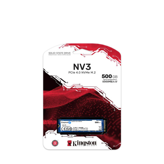 Kingston NV3 500GB M.2 2280 NVMe SSD | PCIe 4.0 Gen 4x4 | Up to 5000 MB/s | SNV3S/500G