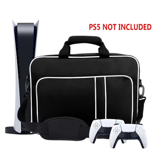 Premium Carrying Case for PS5, 1680D Heavy-Duty Nylon with Dual-Density Padding, Fits Disc/Digital/Slim/Pro + Controllers/Discs/Chargers, Ergonomic Travel & Home Storage