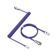 MAMBASNAKE C01 Coiled Keyboard Cable, Pro Custom USB-C Aviator Cable for Mechanical Keyboard, Type-C to USB-A, TPU Spring Cable with Detachable Metal Aviation Connector for PC Gaming Keyboard-Purple