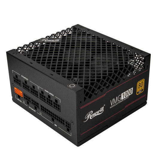 Rosewill VMG 1000W 80+ Gold, ATX 3.0 & 3.1 Compatible, Full Modular Low-Noise Power Supply, PCIe 5.1 12V-2x6 Connector, 100% Japanese Electrolytic Capacitor, 120mm FDB Silent Fan