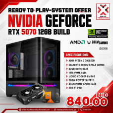 READY TO PLAY SYSTEM - RTX 5070 Build 12GB, AMD Ryzen 7 7800X3D ,GIGABYTE B850M Eagle WIFI6E, 16GB DDR5 RAM, 1TB NVMe SSD, LM240 Liquid Cooler, 700W Power Supply, ASUS AP202 case, RTP # 4803
