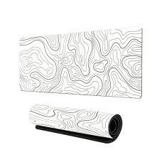 Topographic Mouse Pad, White Extended Gaming Mouse Pad, Topographic Desk Mat Laptop Desktop Decoration Writing Pad. 80cm x 30cm