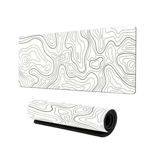 Topographic Mouse Pad, White Extended Gaming Mouse Pad, Topographic Desk Mat Laptop Desktop Decoration Writing Pad. 80cm x 30cm