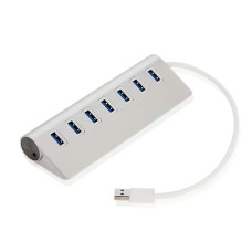 USB Hub, 7-Port Charging Interface Expansion, USB 3.0 High-Speed Data Transmission, for Desktop/Laptop Computers (Silver)