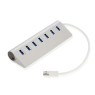 USB Hub, 7-Port Charging Interface Expansion, USB 3.0 High-Speed Data Transmission, for Desktop/Laptop Computers (Silver)