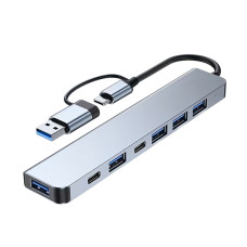 7-in-1 USB C Hub, 5V Power Mode, Compatible with Tablet, USB Interface, High-Speed Data Transfer, 7 Ports