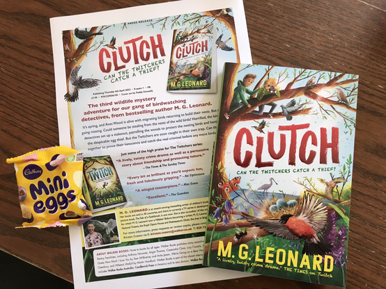 Book cover showing kids and birds for Clutch by MG Leonard