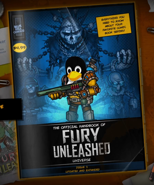 Linux Birb as the main hero of the Fury Unleashed game
