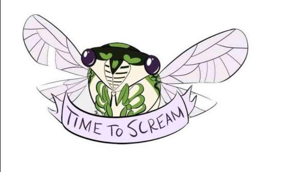 Cicada with the captionâ€™Time to Screamâ€™