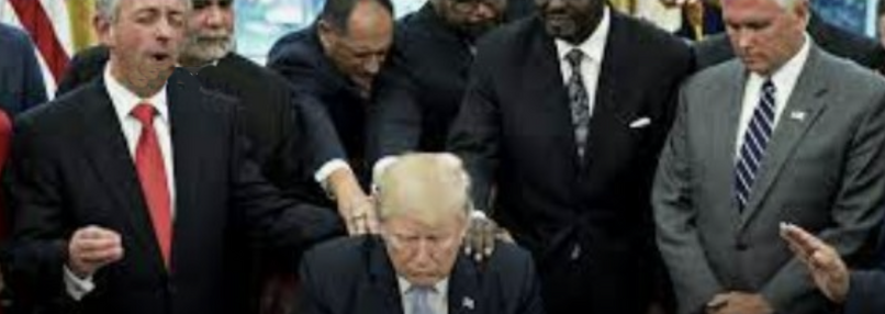 trump having hands laid on in prayer