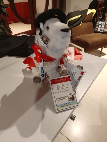 Picture of Groff the mascot, a goat wearing a beret.