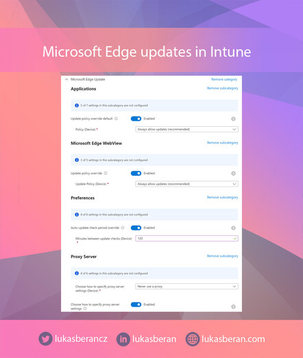 Microsoft Edge updates in Intune