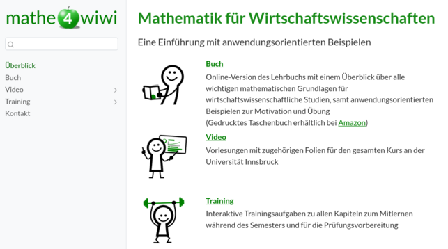 Screenshot of the mathe4wiwi.org landing page.