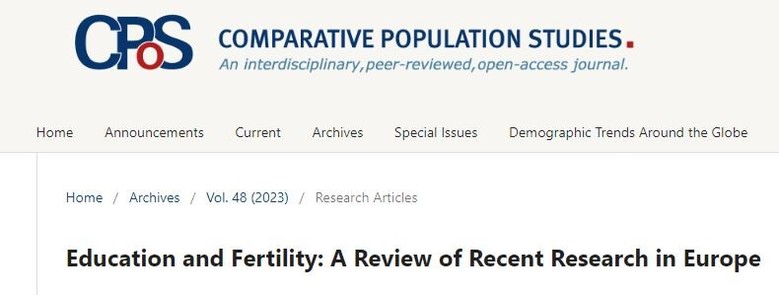 Education and Fertility: A Review of Recent Research in Europe in  Comparative Population Studies.