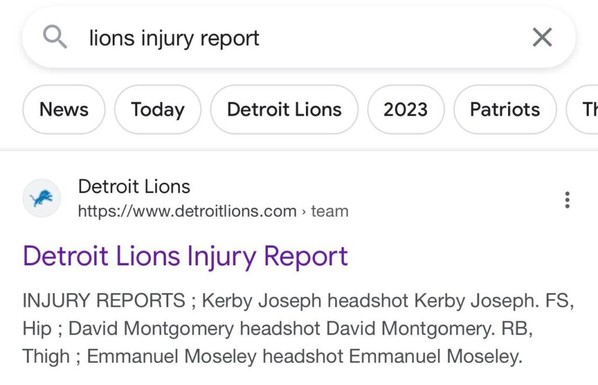 Searched for our injury report, thought something worse than a game day injury happened to them….