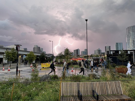 Photo of lightning strike in London.