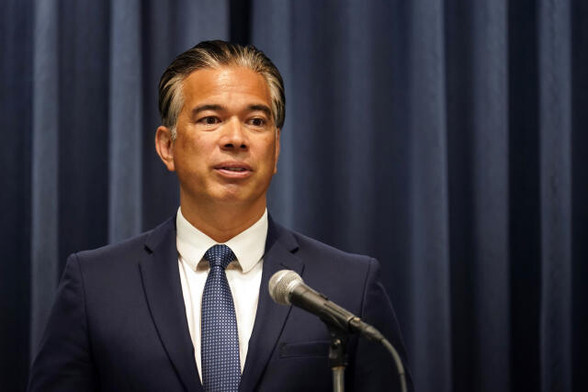 California Attorney General Rob Bonta fields questions during a press conference Monday, Aug. 28, 2023, in Los Angeles. Bonta has sued an anti-abortion group and a chain of anti-abortion counseling centers, saying the organizations misled women when they offered them unproven treatments to reverse medication abortions. (AP Photo/Marcio Jose Sanchez, File) (ASSOCIATED PRESS)