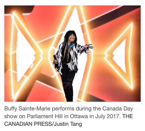 Buffy Sainte-Marie performs during the Canada Day show on Parliament Hill in Ottawa in July 2017. THE

CANADIAN PRESS/Justin Tang