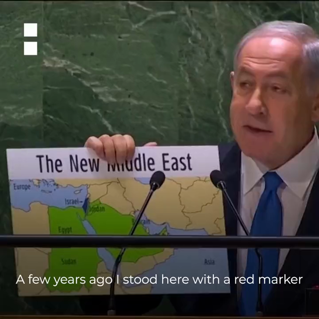Israeli PM Benjamin Netanyahu has unveiled his version of a new Middle East to the UN General Assembly - erasing Palestine and touting a â€œcorridor of peaceâ€� with Arab states