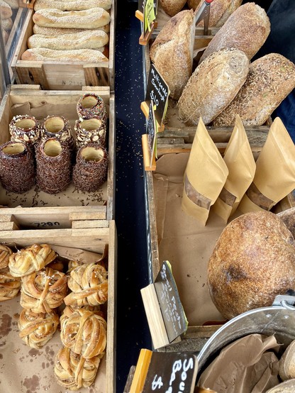 Breads and sweets on a stall at Otago Farmer’s Market