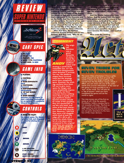 Review for Actraiser 2 on Super Nintendo from Nintendo Magazine System 17 - February 1994 (UK)

score: 92%